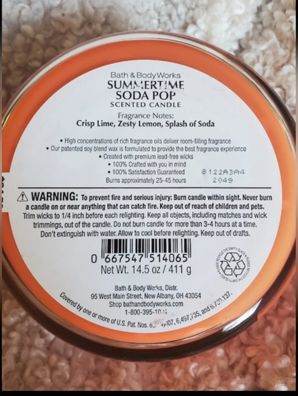 Bath & Body Works Summertime Soda Pop Scented 3 Wick Candle